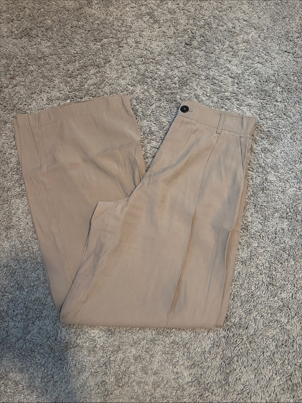 Zara Taupe Pleated Wide-Leg Trousers
